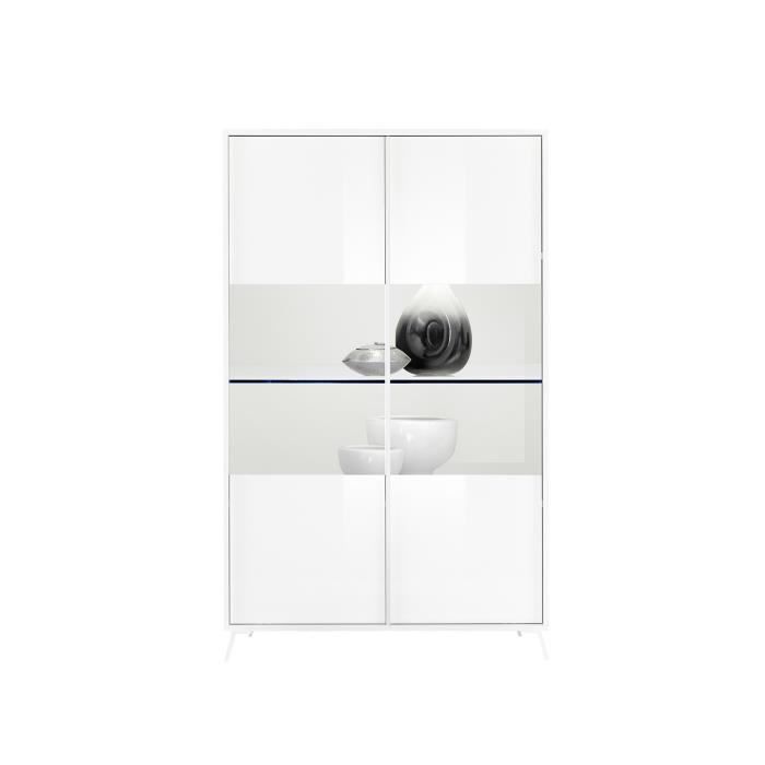 vitrine 2 portes - calicosy - city blanc - contemporain - bois - laqué