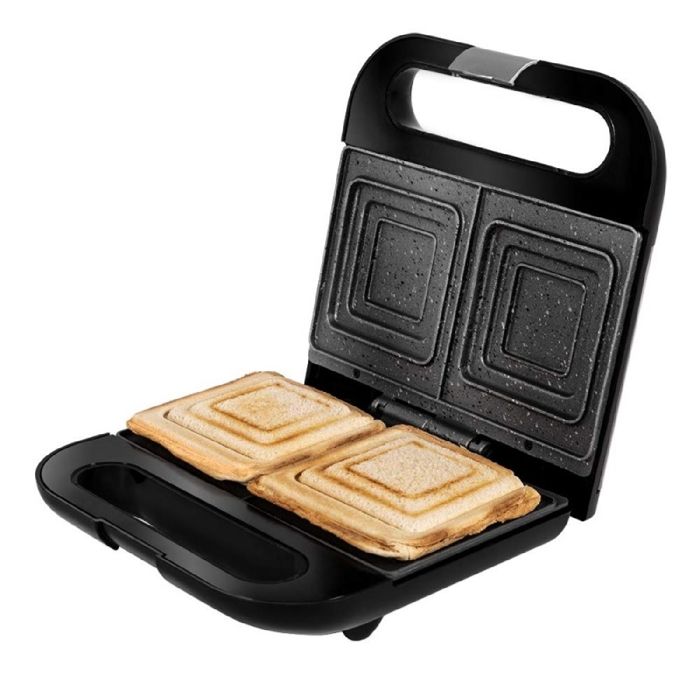 Cecotec Appareil à sandwichs Rock´nToast Sandwich Squared avec finitions en acier inoxydable, 750 W et plaques carrées avec revêteme