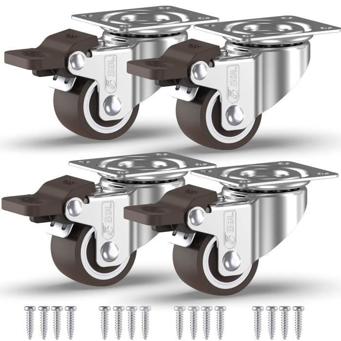 Lot De 4 Roulettes Pour Meubles Lourdes Avec Frein, 360 °, 25 Mm, 40 Kg Lot De 4 Roulettes Pour Meubles Lourdes Avec Frein, 360 °, 25 Mm, 40 Kg