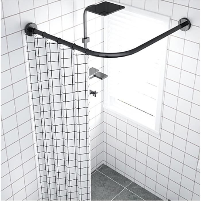 Tringle à Rideau De Douche Pliable – Extensible, Sans Perçage, Ventouses, Rideau Anti-moisissure, Séchoir à Linge Mural