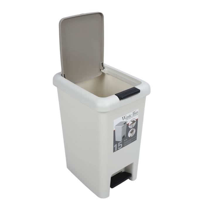 Poubelle à Pédale Double Ouverture 8L/10L/15L - Blanc Crème, Mécanisme Silencieux, Pour Tri Sélectif