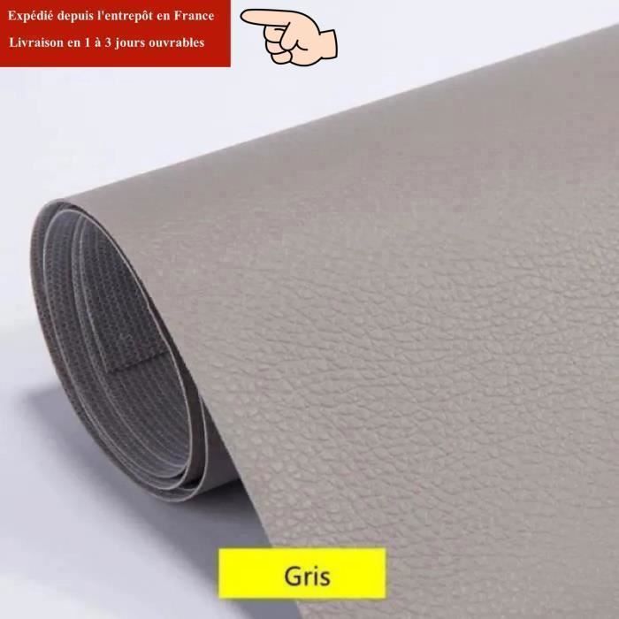Patch de Réparation en Cuir 100 x 137cm Patch de Réparation Kit pour Canapé de Siège de Voiture Meubles Vestes Sac- Gris
