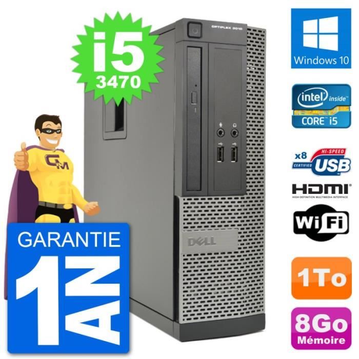  Ordinateur de bureau PC Dell OptiPlex 3010 SFF Intel i5-3470 RAM 8Go Disque 1To HDMI Windows 10 Wifi pas cher