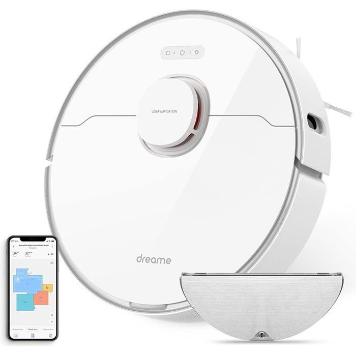 Aspirateur robot Dreame L10 Pro Blanc - Navigation LiDAR 4000 Pa - Batteries rechargeables - Sans sac - Dreame