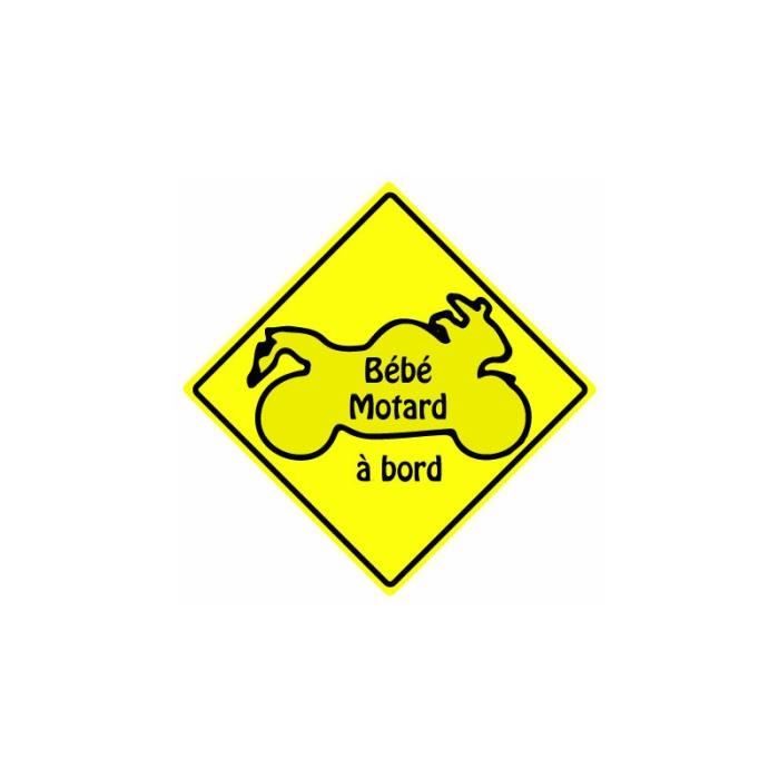 Bebe Motard A Bord Carre Jaune Autocollant Sticker Adhesif Logo 3 3 Taille 12 Cm Cdiscount Auto