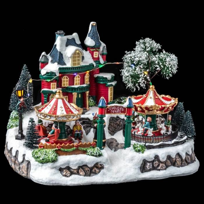 Village Maison et Jardin d'Attractions Animé et lumineux - Cdiscount Maison