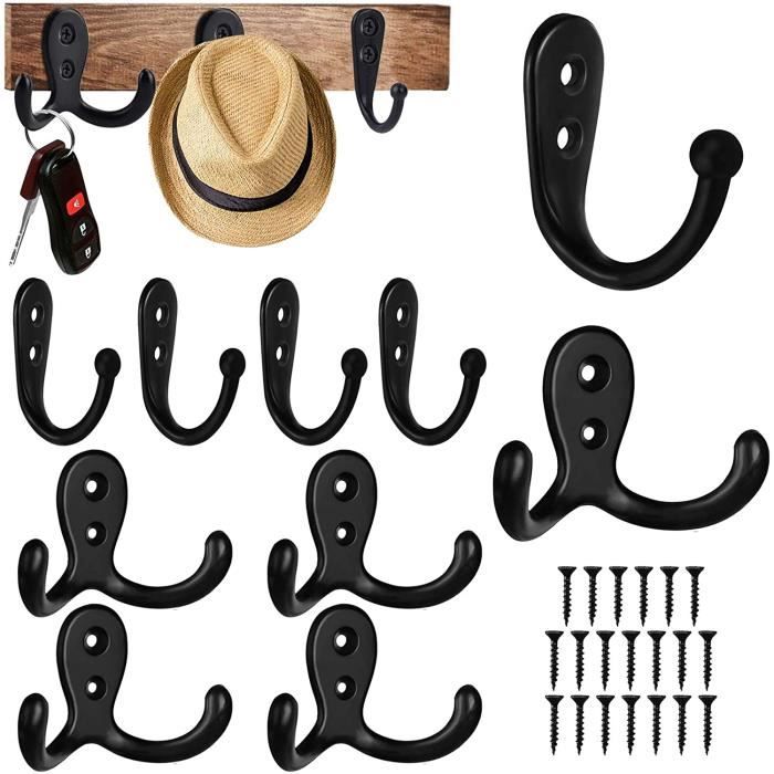 Bosdontek 10PCS Patère Porte Manteau Murale Vintage Crochet Métal De Porte Chapeau Crochet Rétro Pour Porte-Manteau Salle De Bain Cuisine Fonte De Fer Laiton Design (Contient Des Vis
