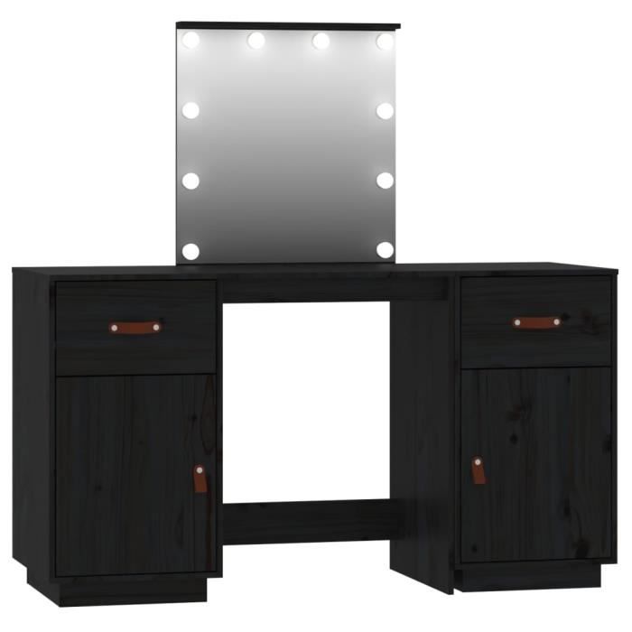Ensemble Coiffeuse Avec LED Noir - Bois D'ingénierie - NEUF