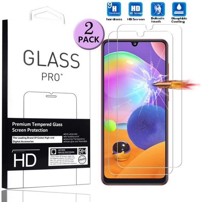 Verre trempé Samsung Galaxy A31 Protection Ecran à Bords Biseautés, Adhésion Totale - Noir - Français