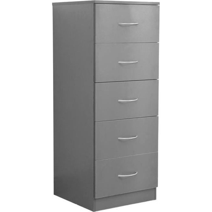 meuble de chambre - hurrise - armoire de rangement avec 5 tiroirs - bois - design contemporain - gris