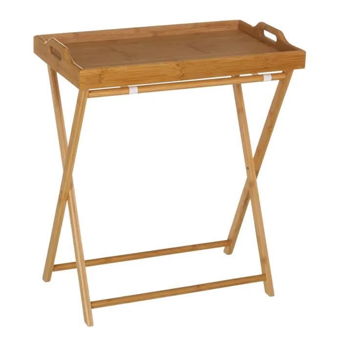 Plateau De Lit En Bambou Avec Pieds Pliables - 50x30x23cm - Petit Déjeuner Au Lit Et Multifonction