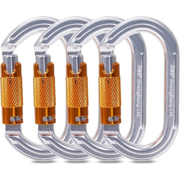 Mousqueton Escalade Verrouillage – Aluminium 7075, 22 KN, 90g – Certifié CE EN362 – Pour Alpinisme, Rappel, Camping