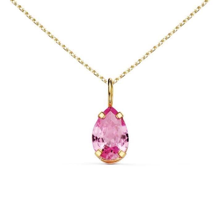 Comparer les prix de Collier - Pendentif Or Jaune 18 Carats 750/000 - Zirconium Rose - Chaine Dorée