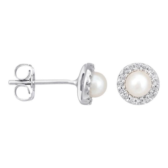 7.5-8mm Authentique AAA Akoya Perle Blanche Boucle d/'oreille clous en 14K or Blanc