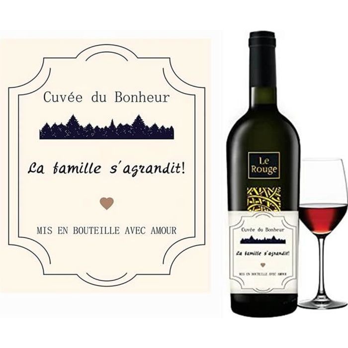 20 pcs Étiquette pour bouteille de vin ou de champagne ,Annonce de  grossesse originale -La Famille s'agrandit - Cdiscount Maison