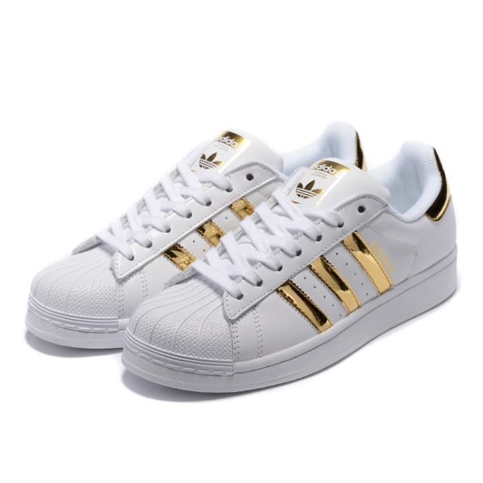 adidas blanche et or