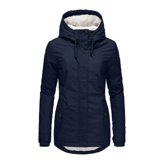 Femme Hiver Parka ?� Capuche Manteau Hiver Chaud ?� Capuche Veste Long NavyBleu NavyBleu 