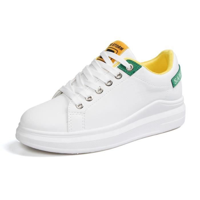 Basket Femme Cuir Chaussures Femme 2021 Blanc Chaussures De Course