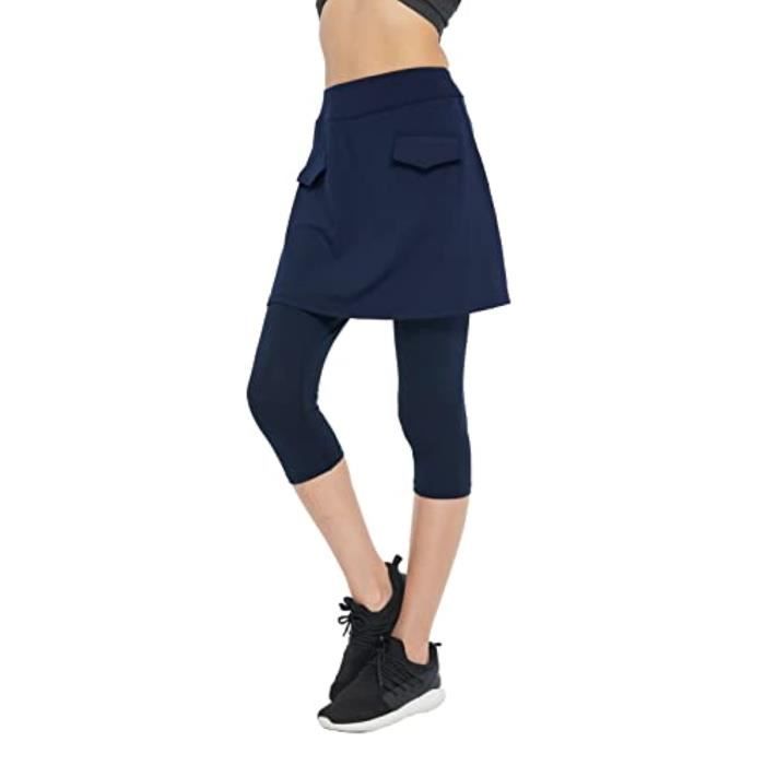 PINSPARK Jupe-Short De Sport Pour Femme - Leggings Avec Jupe Pour Yoga, Running Et Tennis