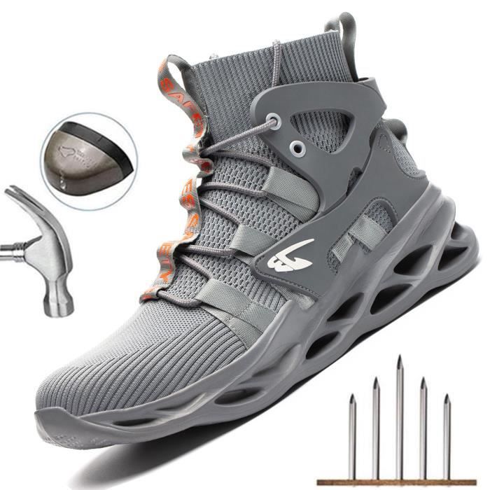 Chaussure de Securité Homme Femme Legere Embout en Acier Chaussure  Respirant Basket Securité Chaussure de Travail Bottes de Sécurité Gris -  Cdiscount Prêt-à-Porter