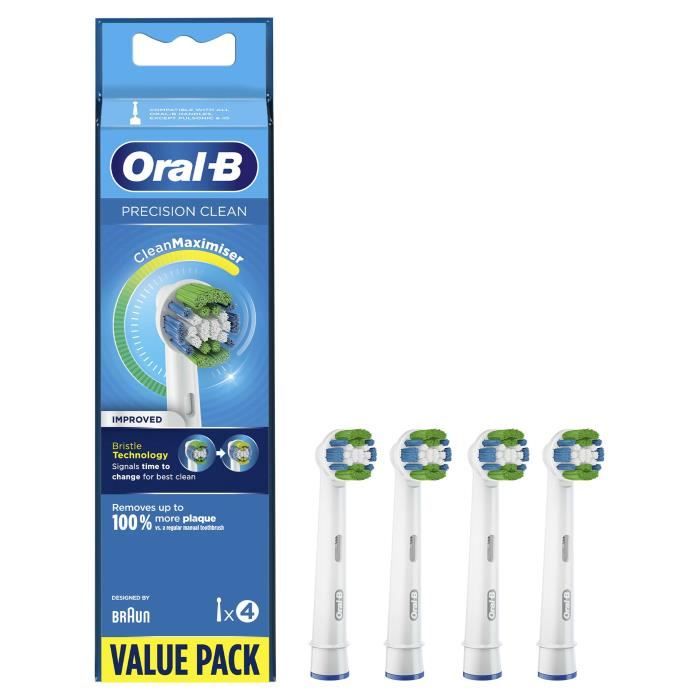 Brosses à dents ORAL-B Precision Clean - Pack de 4 - Bleu, Vert, Blanc