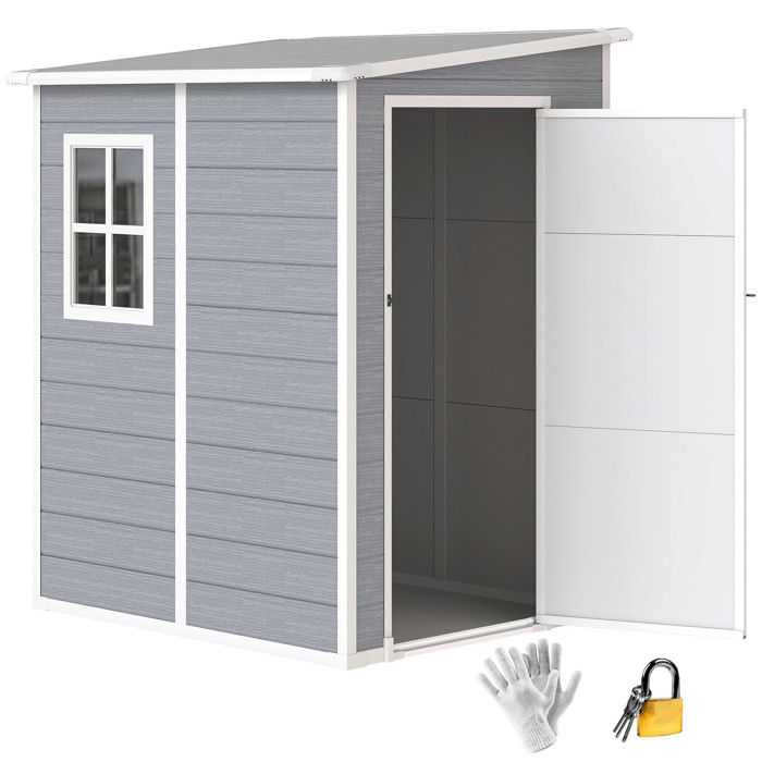Abri de jardin cabanon 1,54 m&sup2; - porte verrouillable, fen&ecirc;tre, a&eacute;ration - alu. Pp gris 