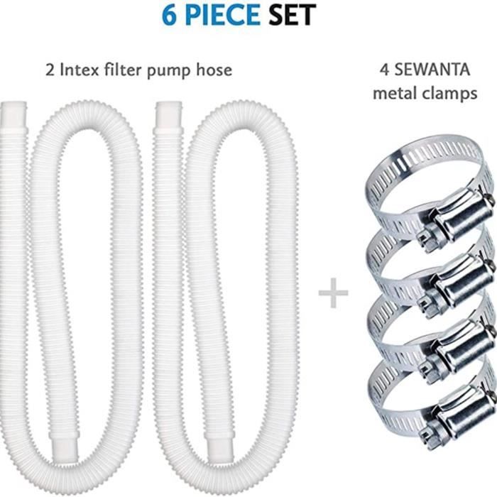 Accessoire de Remplacement de Pompe de Piscine rosemaryrose Tuyau pour Filtre de Piscine Tuyau d/épurateur de Rechange avec 4 Pinces m/étalliques