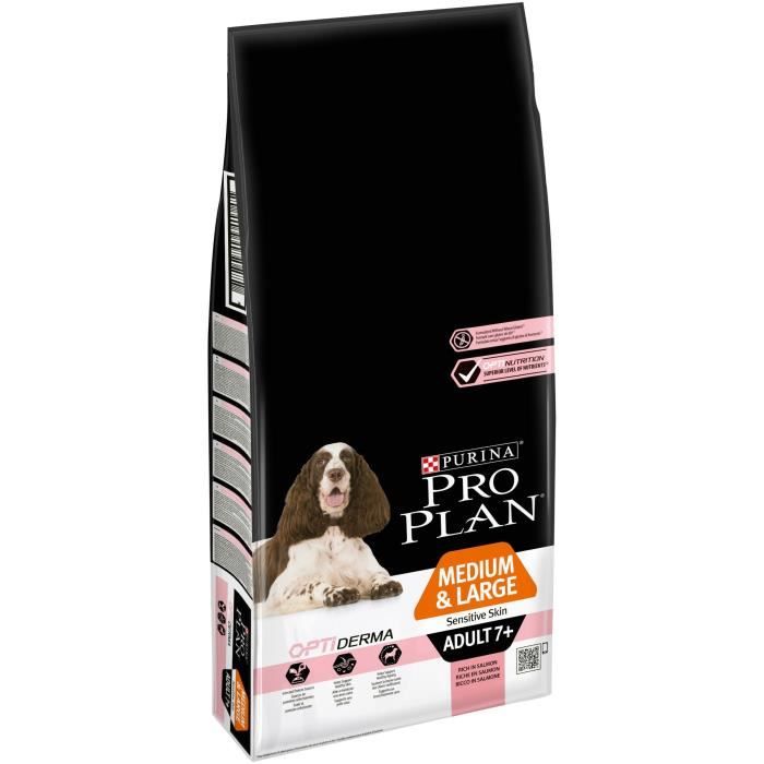 PRO PLAN 7+ Sensitive Skin Optiderma - Croquettes au saumon - Pour chien adulte - 14 kg PRO PLAN 7+ Sensitive Skin Optiderma - Croquettes au saumon - Pour chien adulte - 14 kg