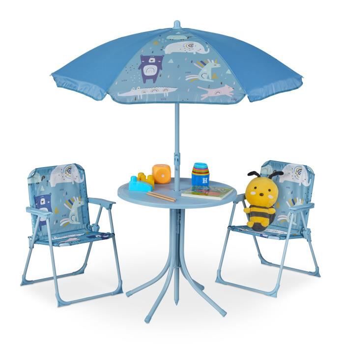 Chaises table enfants avec parasol - 10028889-822