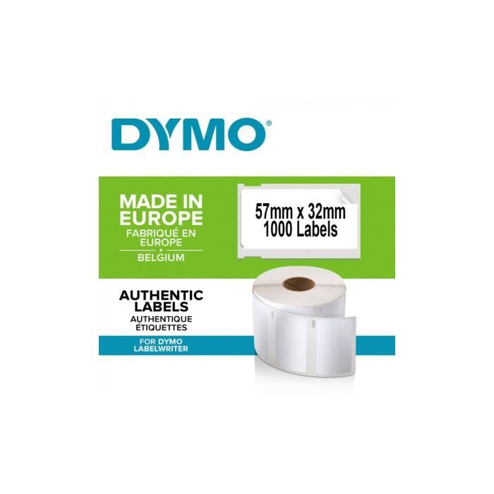 Etiquettes multi-usages DYMO LabelWriter - Boîte de 1000 étiquettes - Adhésif semi-permanent - 57mm x 32mm