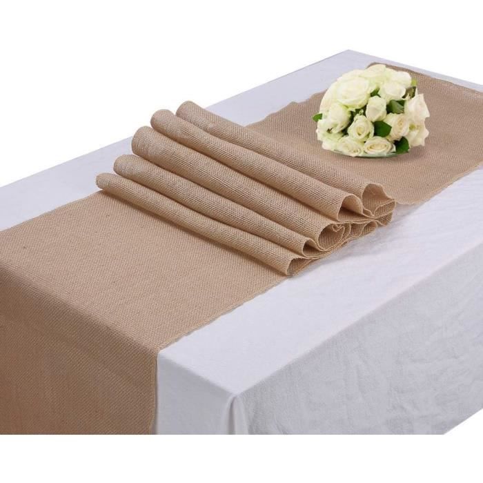 Chemin De Table Jute Naturel 20 M X 30 Cm – Rouleau Long Vintage Rustique Coutures Renforcées Mariage & Déco