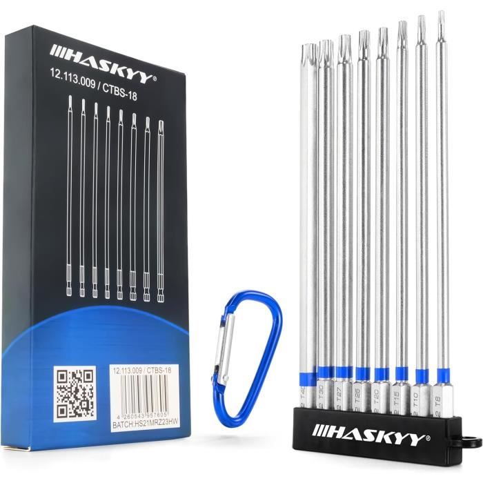 Jeu 8 Embouts Torx 150mm Magnétiques - T8 à T40 Pour Tournevis Électrique