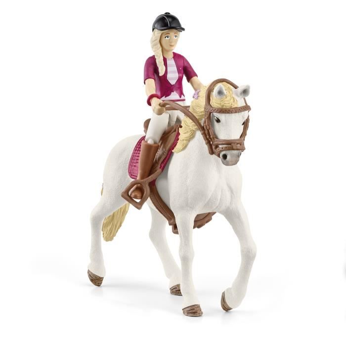 figurine cavalière sofia et blossom, coffret schleich avec 10 éléments inclus dont 1 cheval schleich andalou et sa cavalière,