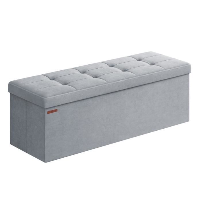 Banc de Rangement - SONGMICS - 38 x 110 x 38 cm - Capacité de Charge 300 kg - Gris Tourterelle