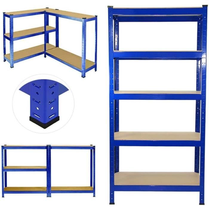 Étagère Garage Charge Lourde 5 Niveaux Simon Rack - Dimensions 200x180x75 Cm, Capacité 600 Kg Par étage - Sans Vis, Montage Facile