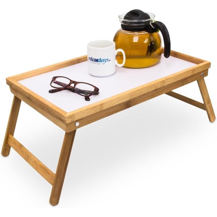 Plateau De Lit Pliable En Bambou – Avec Pieds Réglables – Idéal Pour Petit-Déjeuner, Ordinateur Ou Dessin