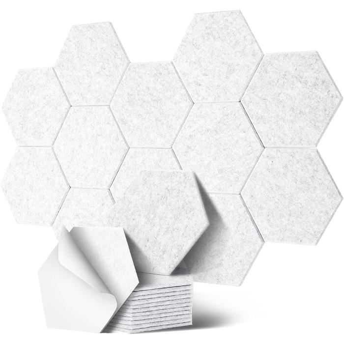 Lot De 6 Grands Panneaux Acoustiques Muraux 120x60x0,9cm - Mousse Insonorisante Autocollante Blanche