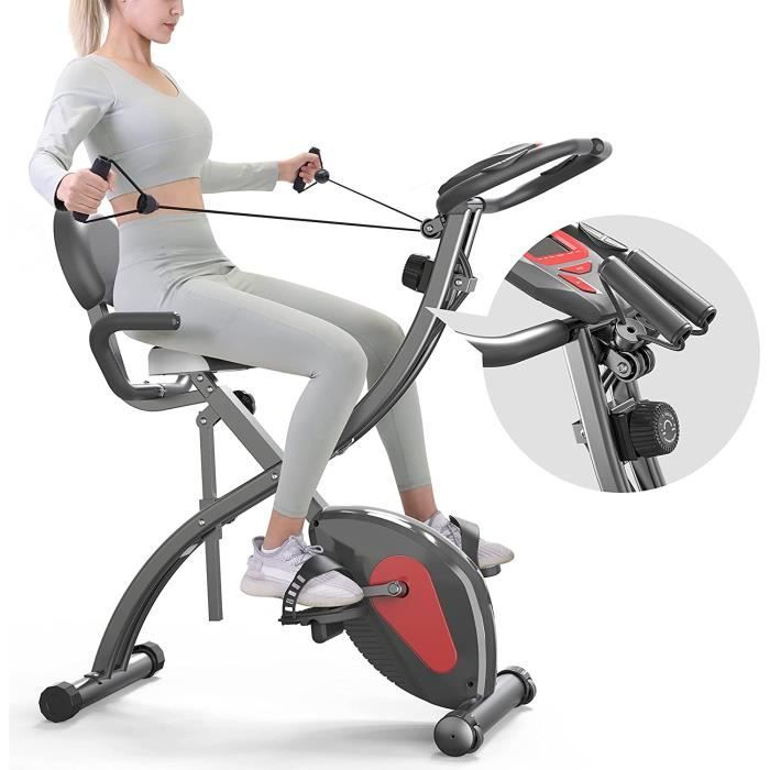 Profun Vélo d'Appartement Pliable 10 Niveaux Résistance Magnétique pour  Cardio Fitness avec APP, Vélo d'Exercice Pliant à l'Intérieur Siège Large  et