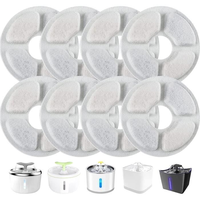 MyfatBOSS Lot de 8 + 8 filtres de fontaine à eau pour chat, filtres de rechange pour fontaine automatique pour animaux de compagnie, filtres de 10,5 cm pour fontaine à eau pour
