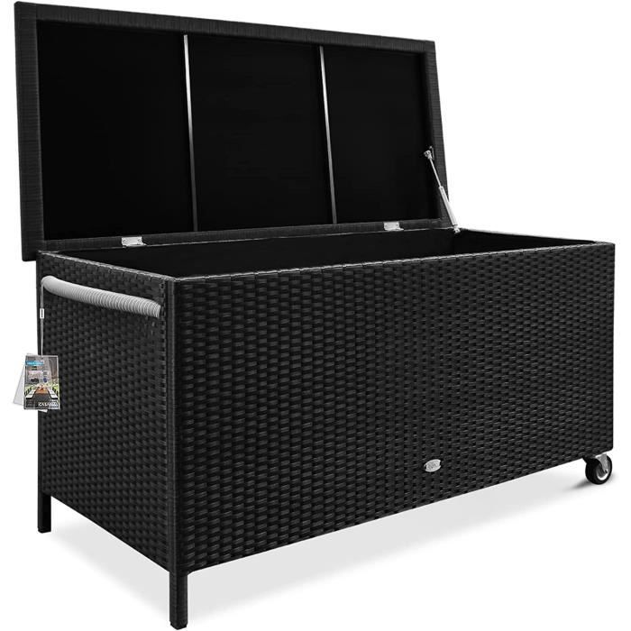 CASARIA Coffre de rangement à roulettes noir 117,5 cm avec cae en alm ...