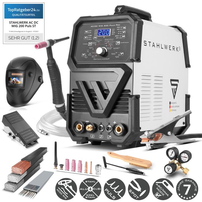 Poste à Souder 4 En 1 STAHLWERK DC TIG 200 Puls Pro CUT - 200A TIG/MMA + Coupeur Plasma 40A - Compact IGBT