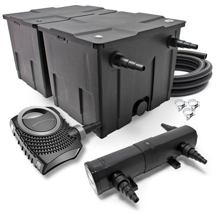 SunSun Kit complet: CBF-350B Filtre de bassin jusquà 60000 L Biologique NEO6000 pompe de filtration 6000l/h 40W CUV-224 lampe uv