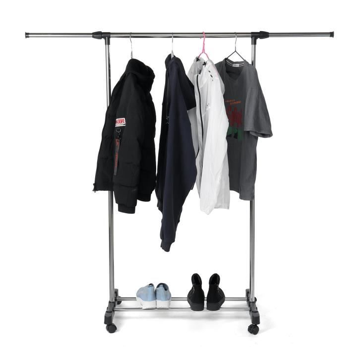 Portant Penderie à vêtement TEMPSA - Support 99-155cm + roulettes