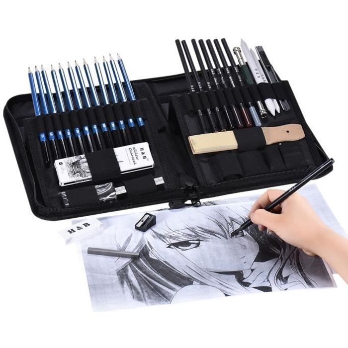 Kit d'Esquisse Professionnel Contenir Feuilles de saule (40pcs outil)- Outils Sketching