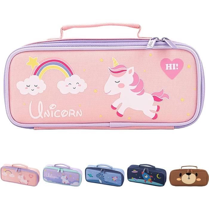 Trousse Scolaire Licorne Grande Capacité - 23x9,5x4,5 Cm - Toile Lavable, Multiple Compartiments - Cadeau Pour Fille, école, Voyage