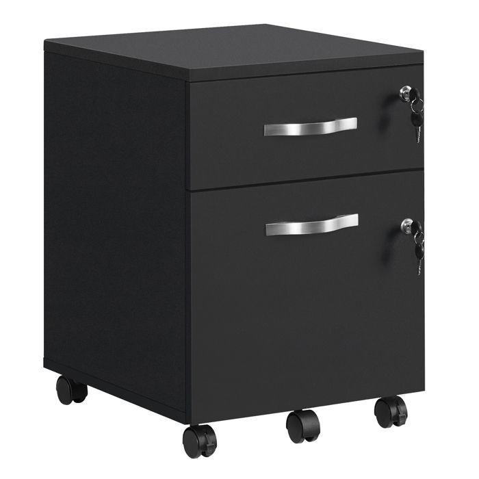 Caisson de Bureau VASAGLE - Rangement pour Dossiers Suspendus - Noir LCD22BV1