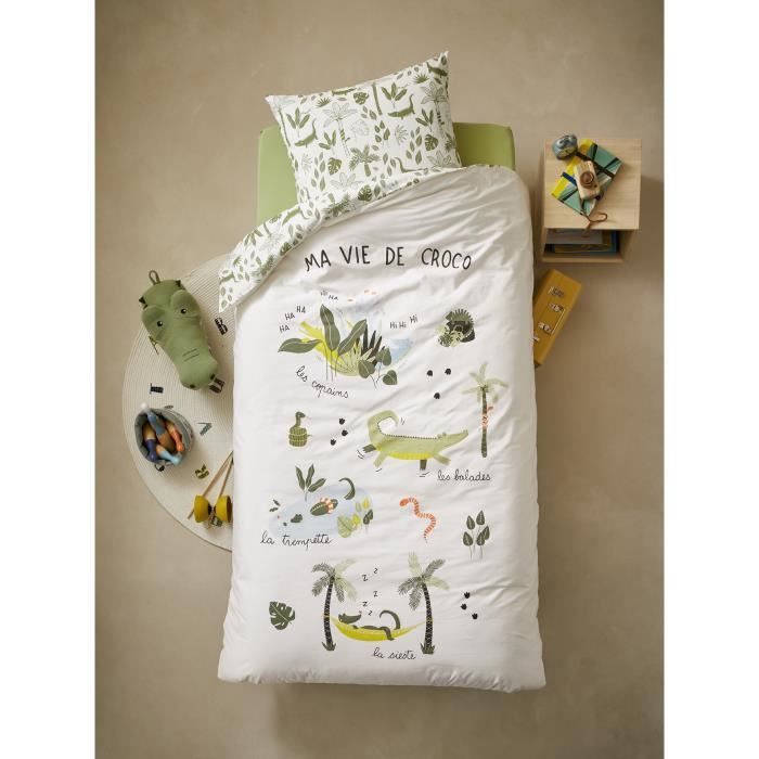VERTBAUDET Parure housse de couette + taie d'oreiller enfant TREK Oeko
