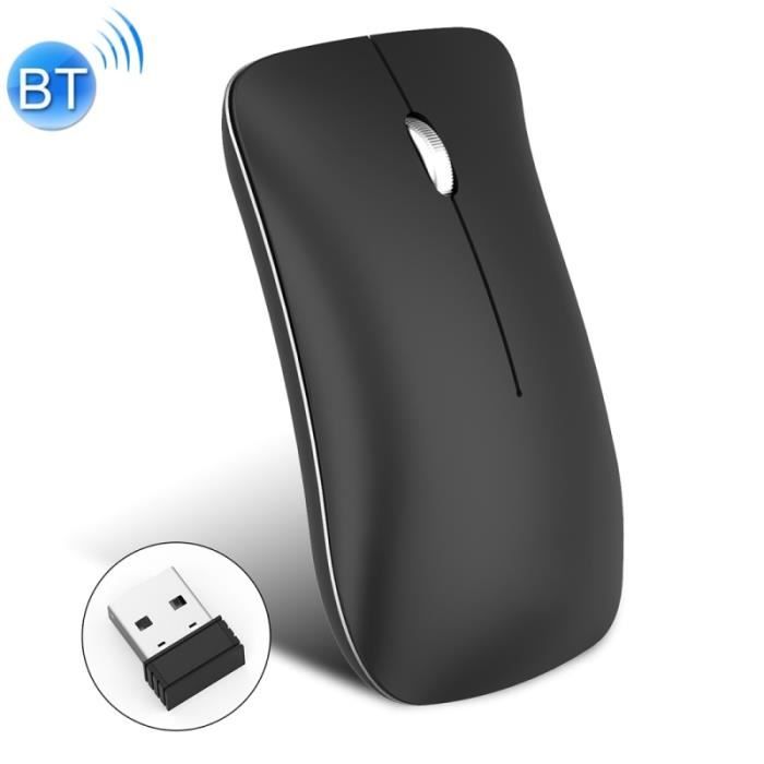 Souris Sans Fil Double Mode USB + Bluetooth - 1600 DPI - Rechargeable - Compatible PC, Mac, IOS, Android - Argent