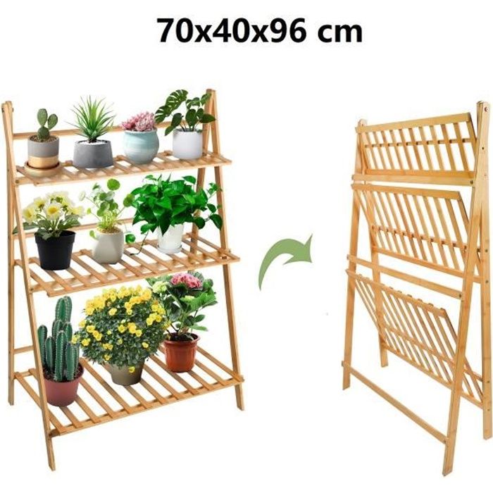 Support pour Plante en Échelle Pliable - WILLONIN - Étagère pour Pots de Fleur pour Balcon et Jardin