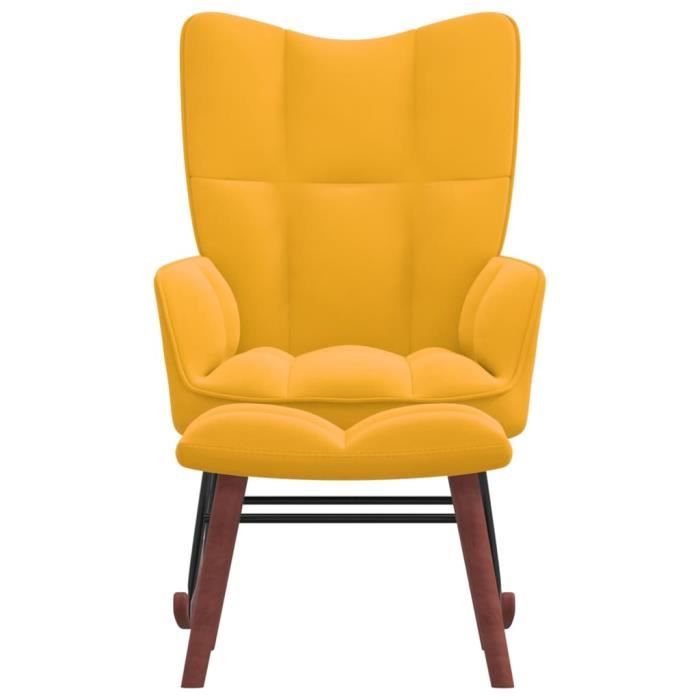 tip - chaise à bascule avec repose-pied jaune moutarde velours - haute qualite - dx2230
